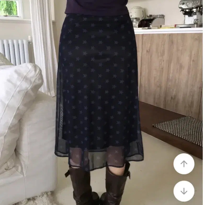 [BUNJANG] Star Pattern See-Through Layered Skirt / 별 패턴 시스루 스커트 레이어드 스커트