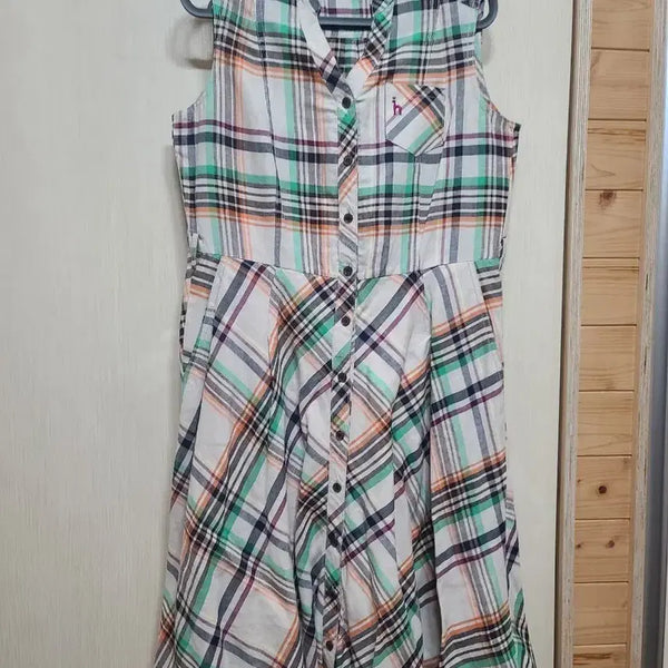 [BUNJANG] Hazzys Basic Check Sleeveless Midi Dress / 헤지스:기본체크 민소매 원피스 상태는최상입니다