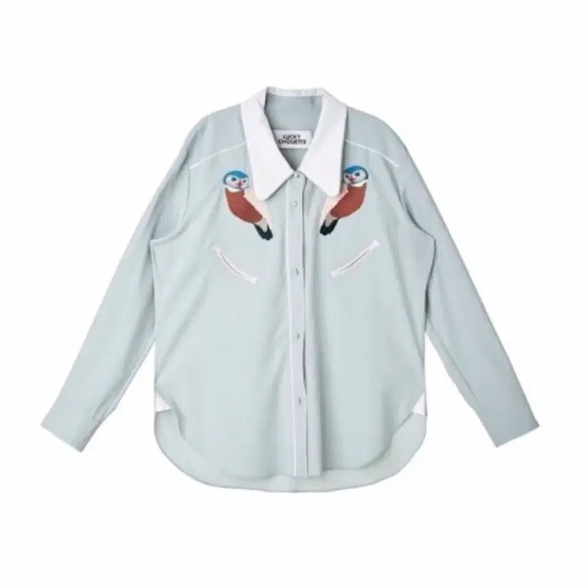 [BUNJANG] Lucky Chouette Embroidered Collar Blouse / 럭키슈에뜨 블라우스 셔츠 36