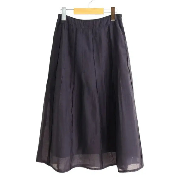 [BUNJANG] Navy Tencel Blend Long Skirt / 롱스커트 24인치/고급 텐셀원단 네이비