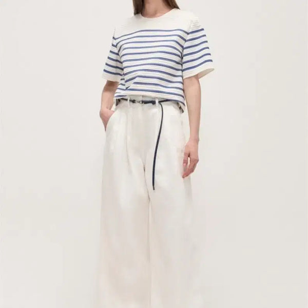 [BUNJANG] Time Belted Pintuck Wide Denim Pants / (새상품) 타임 벨티드 핀턱 와이드 데님팬츠