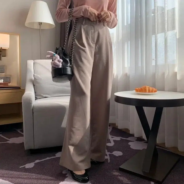 [BUNJANG] High-Quality Wide Pin Tuck Slacks (S-M) / 고급 와이드 핀턱 슬랙스 S~M