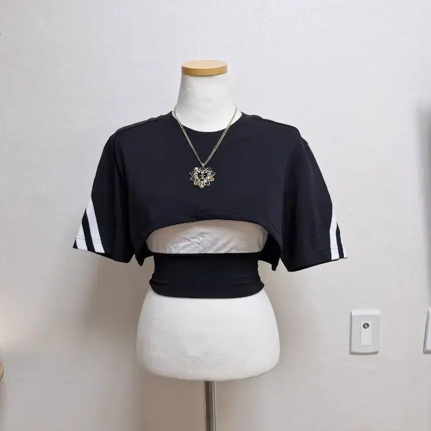 [BUNJANG] Adidas Three-Stripes Cropped Sports Bra Set - Custom Vintage / 삼선 아디다스 브라탑세트 크롭 L 커스텀빈티지