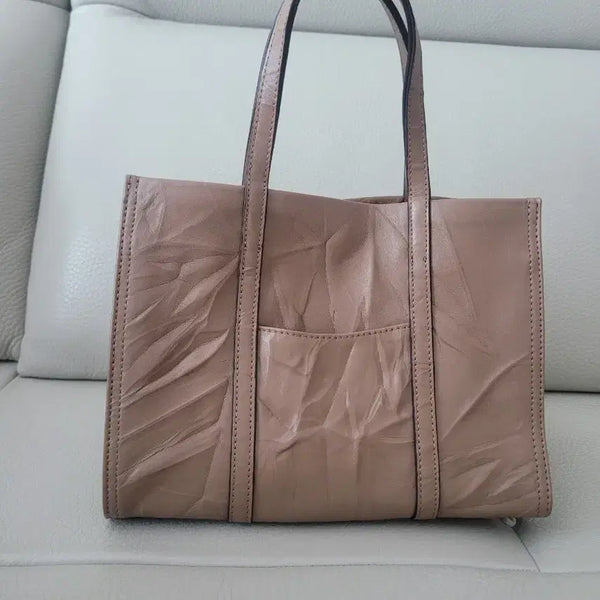 [BUNJANG] Lacciento Beige Cowhide Tote Bag Shoulder Bag / 라씨엔토  베이지 소가죽 토트백 숄더백가방