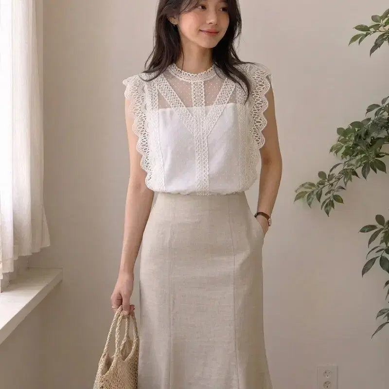 [BUNJANG] Coup de Chance Linen-like Mermaid Skirt (Natural Beige/Oatmeal, Size M) / [새상품/38/M] COUP DE CHANCE 린넨풍 롱 스커트