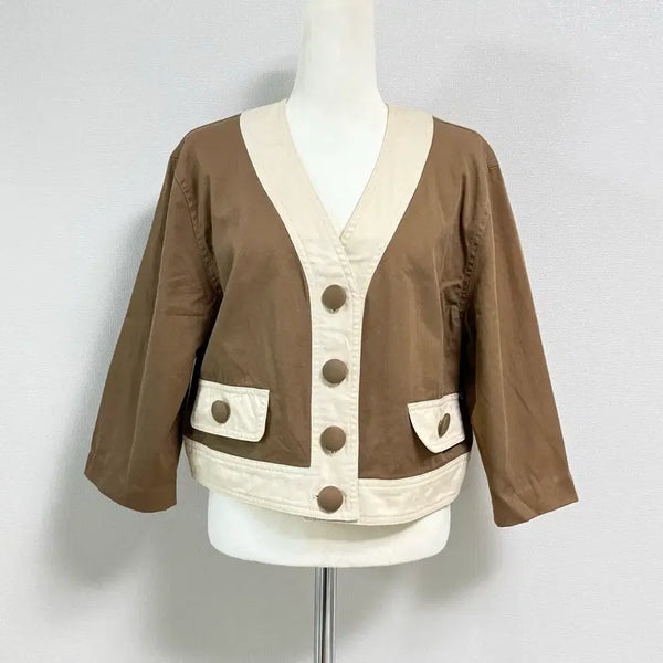 [BUNJANG] Moschino Brown/Cream Color Block Jacket / 모스키노 브라운/미색 배색 자캩