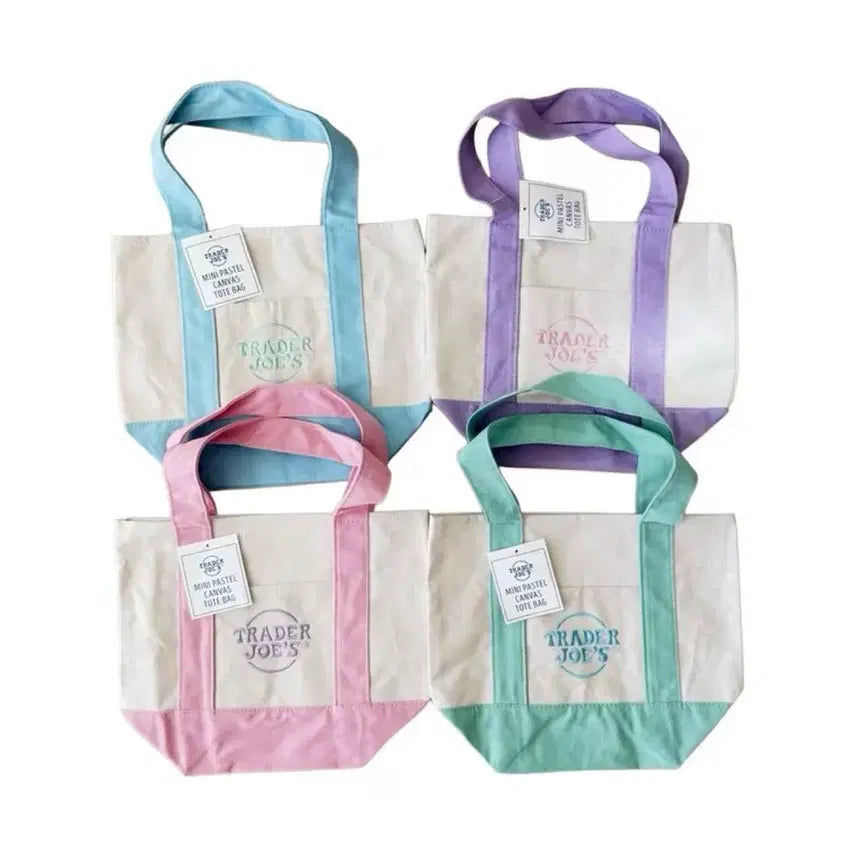 [BUNJANG] Trader Joe's Mini Eco Bag Set (Pastel Tones) / (새상품) 트레이더 조 미니 에코백 (민트, 하늘, 라벤더, 연핑크)