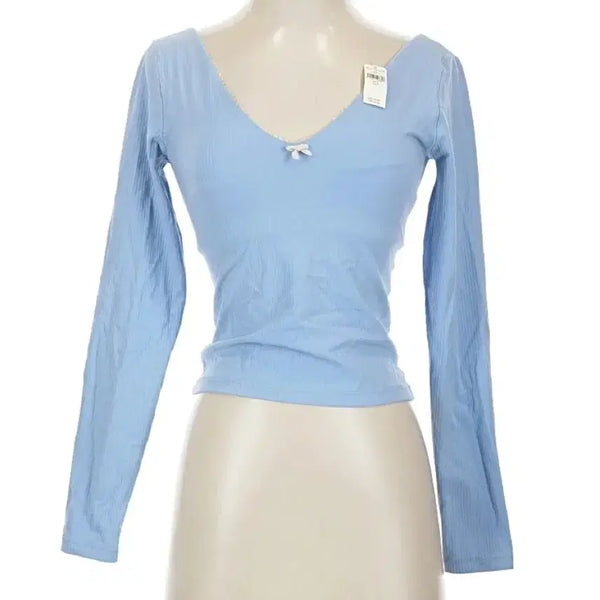 [BUNJANG] Offline Sky Blue Long Sleeve Top / (새상품) 미국 브랜드 Offline 하늘색 롱 슬리브 탑 (요가복)