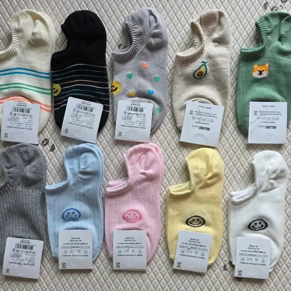 [BUNJANG] Korean Made Non-Slip Character Ankle Socks (10 Pairs) / 국산* 덧신양말* 10컬레 *새제품 *