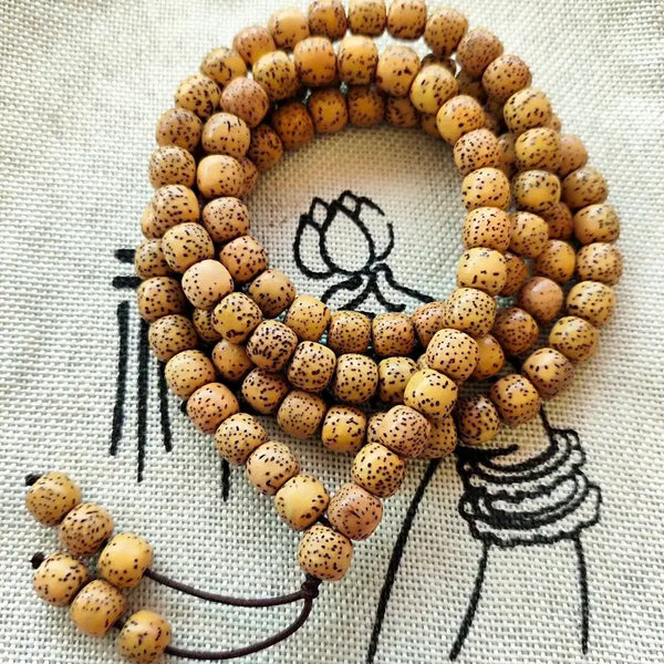 [BUNJANG] Hainan Bodhi Seed Prayer Beads (8mm) / 하이난 성월보리수  108염주자연 풍화 백화 8년 묵은 씨앗8mm