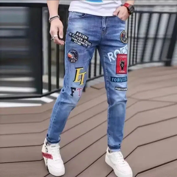 [BUNJANG] Men's Slim Fit Patch Denim Jeans (Size 31) / 남성슬림청바지31