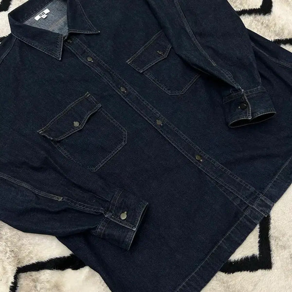 [BUNJANG] Uniqlo U Indigo Denim Shirt (4XL) / [4XL]유니클로U 빅사이즈 투포켓 데님셔츠/인디고
