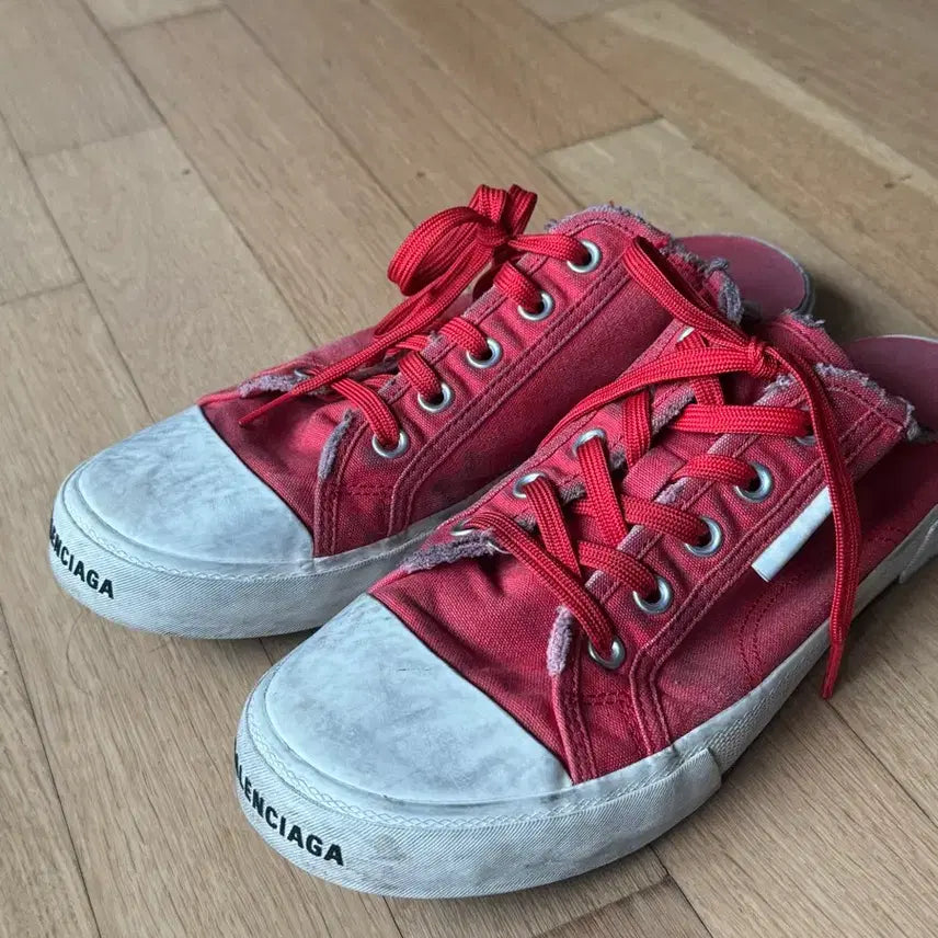 [BUNJANG] Balenciaga Paris Mule Sneakers Red Size 42 / 발렌시아가 파리 뮬 스니커즈 레드 42