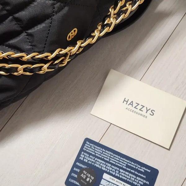 [BUNJANG] Hazzys Quilted Nylon Chain Shoulder Bag HIBA4E556BK Black / 헤지스 핸드백 HIBA4E556BK 블랙 퀼팅 나일론 체인숄더백나일론