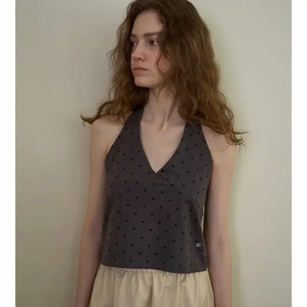 [BUNJANG] Without Summer Dot Halterneck Top / 위드아웃썸머 도트 홀터넥 Dot halter neck top