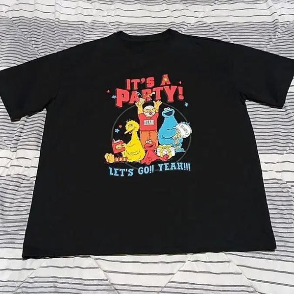 [BUNJANG] Sesame Street Short Sleeve T-Shirt Women's XL / 세서미스트리트 반팔 110 여성99 가슴57 기장66