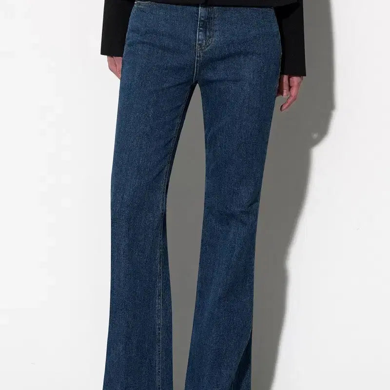[BUNJANG] MOONT High-Waisted Bootcut Denim Pants - Blue / 문트 하이웨이스트 부츠컷 데님 팬츠 - 블루