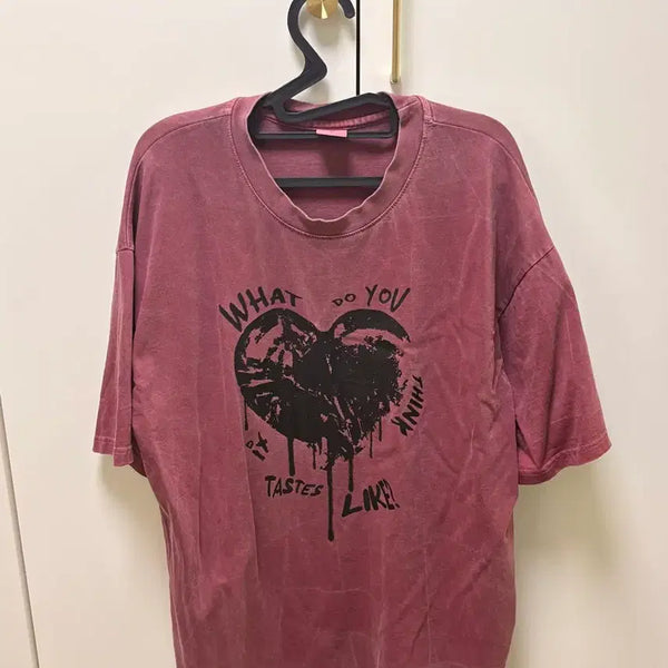 [BUNJANG] Benhit Flowing Heart Pigment Short Sleeve T-Shirt / 벤힛 플로잉 하트 피그먼트 반팔티