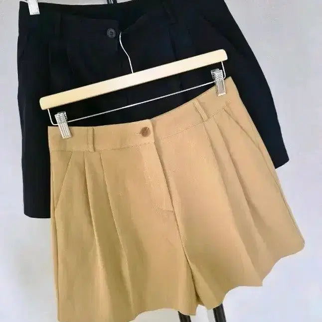 [BUNJANG] Pin Tuck Shorts - Beige/Navy (Size 77) / 77 핀턱반바지 새상품
