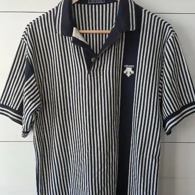 [BUNJANG] Descente Golf Collection Striped Shirt (Fits 100-105) / 데상트 골프 컬렉션 스트라이프 셔츠 S 실측은100-105