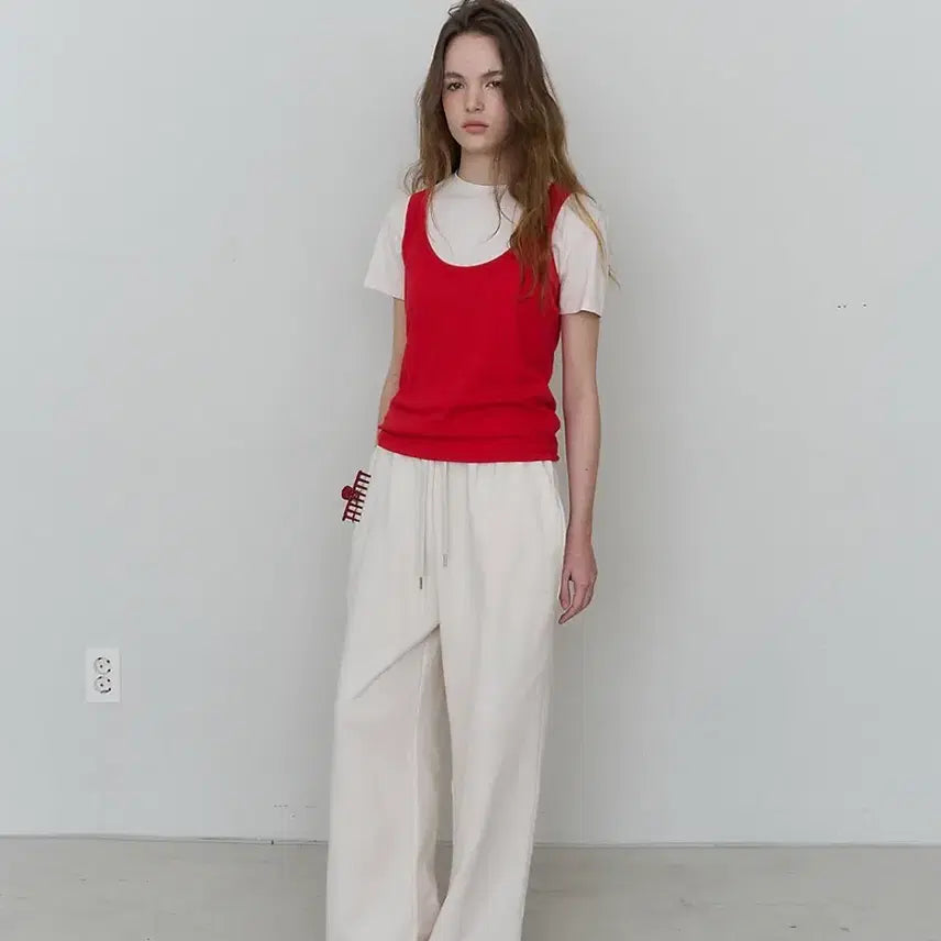 [BUNJANG] Amiment United Layered T-Shirt Set (Red/Light Ivory) / amiment united layered t shirts (레드)