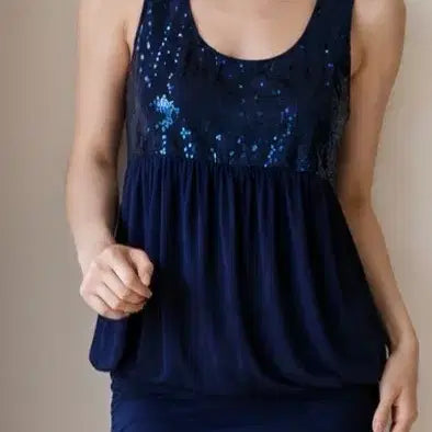 [BUNJANG] Forever 21 Sequin Sleeveless Navy Dress / 포에버21 스팽글 나시 원피스 네이비