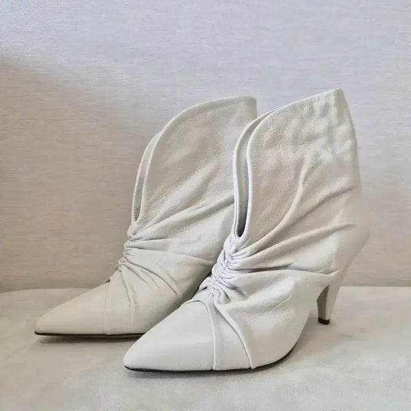 [BUNJANG] Isabel Marant Ivory Leather Shirring Folding Heel Boots Size 37 / 이자벨마랑 부츠