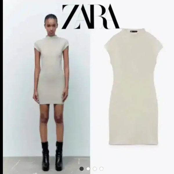 [BUNJANG] Zara Mock Neck Cap Sleeve Knit Dress (Brown, Size S) / 새상품 자라 ZARA 모크넥 캡소매 니트 원피스 s 브라운