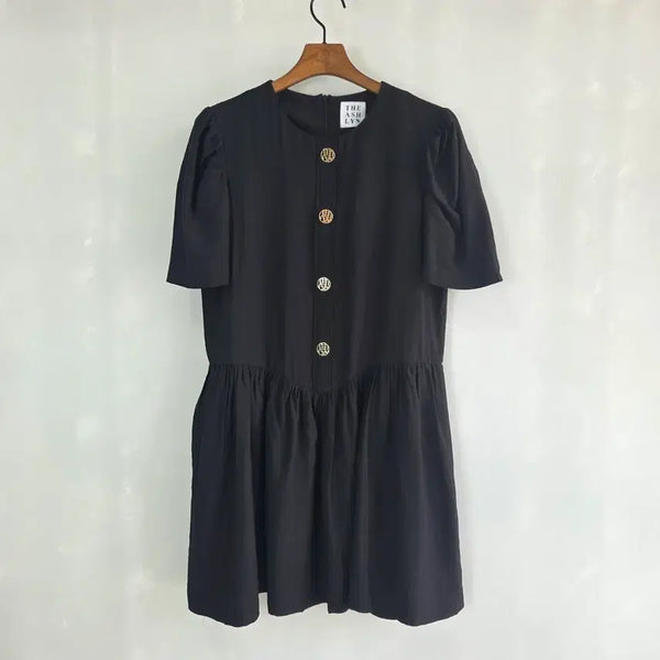 [BUNJANG] THE ASHLYN Gold Button Black Mini Dress / [THE ASHLYN] 더애슐린 골드버튼 블랙 미니원피스 여성