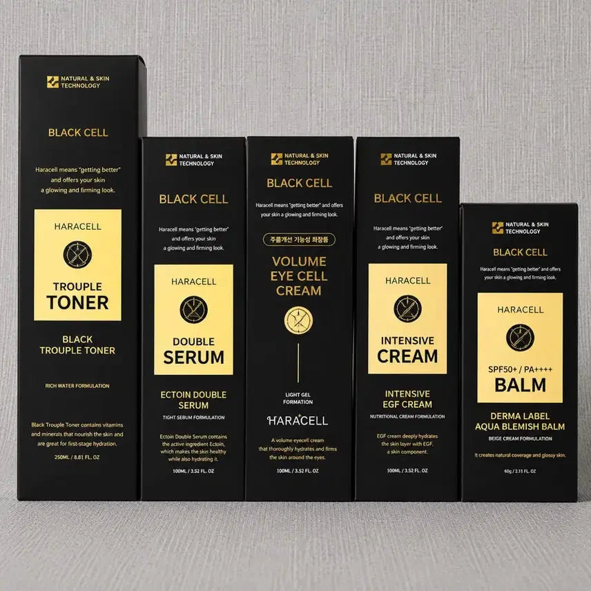 [BUNJANG] Haracell Black Cell Skincare 5-Piece Set (Toner, Serum, Eye Cream, Cream, BB) / 하라셀 블랙셀 토너/세럼/아이크림/크림/BB 5종세트