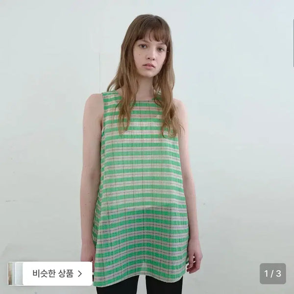 [BUNJANG] Enzo Blues Sheer Check Sleeveless Top / 엔조블루스 시어 체크 슬리브리스 탑