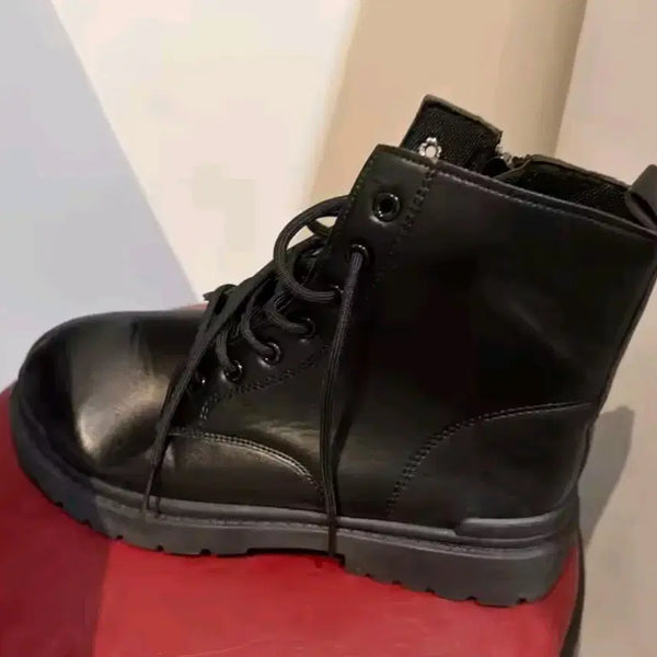 [BUNJANG] Black Walker Heel Boots / 검정색 워커 힐