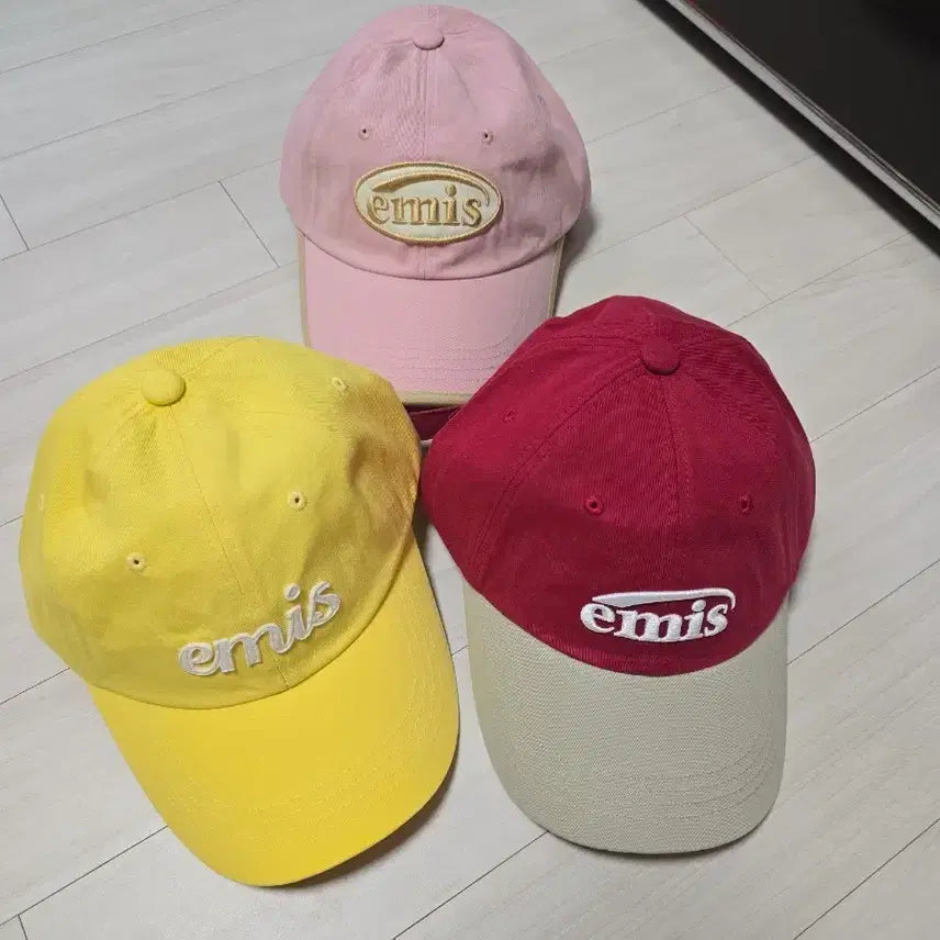 [BUNJANG] EMIS Ball Cap Set (Yellow, Pink, Red & Beige) / EMIS 볼캡 3개 .개당가격