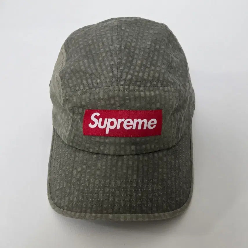 [BUNJANG] Supreme Washed Seersucker Taupe 22SS Camp Cap / 슈프림 워시드 시어서커 토프 22SS 캠프캡