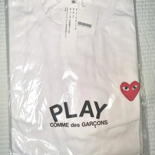 [BUNJANG] Comme des Garçons Play White Short Sleeve T-Shirt (L, XL) / 꼼데 반팔 화이트 L, XL