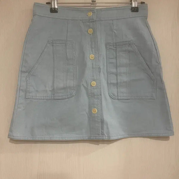 [BUNJANG] Light Blue Pocket Mini Skirt / 라이트 블루 포켓 스커트
