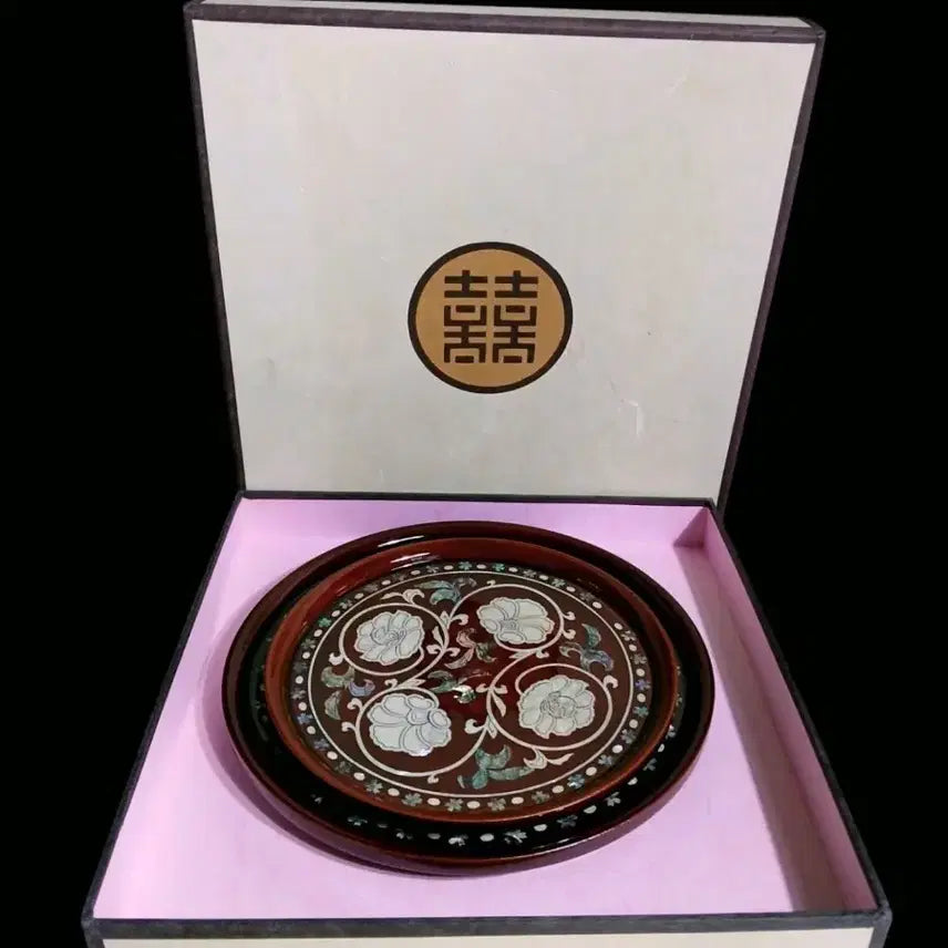 [BUNJANG] Korean Traditional Mother-of-Pearl Inlaid Lacquerware Serving Tray Set / 한국 전통 나전칠기 자개 장식 쟁반 셋트