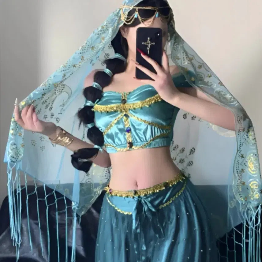 [BUNJANG] Jasmine Princess Aladdin Disney Graduation Photos Cosplay Costume / (보증금X코퀄리티)자스민 공주 알라딘 디즈니 졸업사진 코스프레