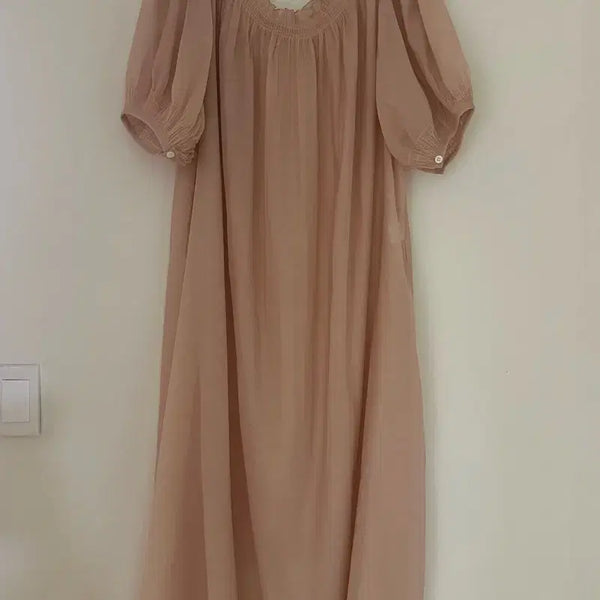[BUNJANG] Women's Chiffon Puff Sleeve Long Dress / (새상품) 여성 쉬폰 퍼프 소매 롱 원피스