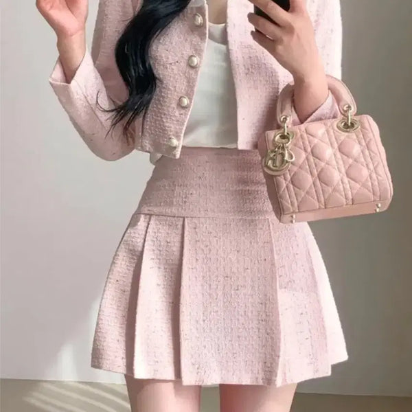 [BUNJANG] Pink Tweed Set Up / (새옷) 핑크 트위드 셋업