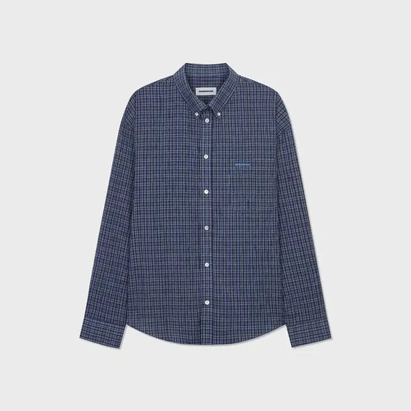 [BUNJANG] Gu Minseong Button-Down Check Shirt Blue / [M] 구민성 버튼 다운 체크 셔츠 블루