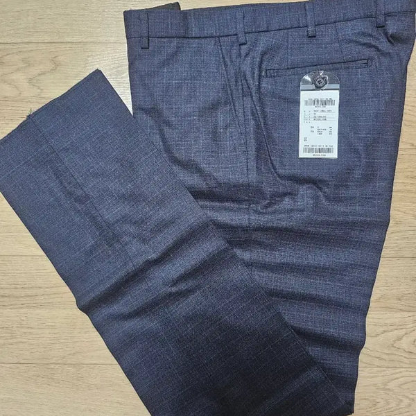 [BUNJANG] Men's Wool Blend Slim Fit Suit Pants - Navy Check (Size 92) / 남성 정장 바지 혼방 체크네이비 92 춘추복 새상품