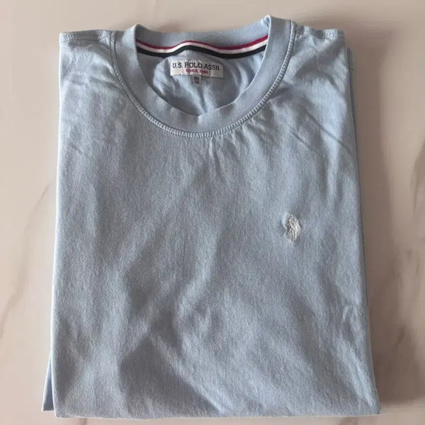 [BUNJANG] US Polo Assn. Round Neck Short Sleeve T-Shirt Light Blue / US POLO ASSN. 라운드넥 반팔 티셔츠 라이트 블루