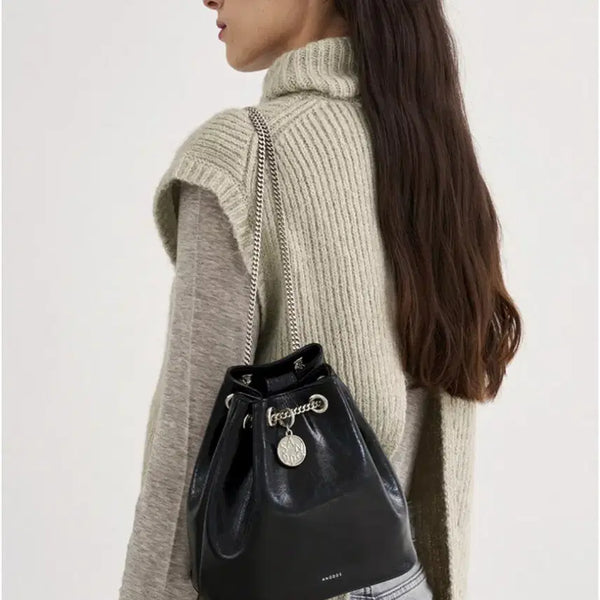 [BUNJANG] Andes Twee Sling Chain Leather Medium Bag Off Black / [가격내림]앤오즈 티위 슬링 체인 레더 미디움백 오프블랙