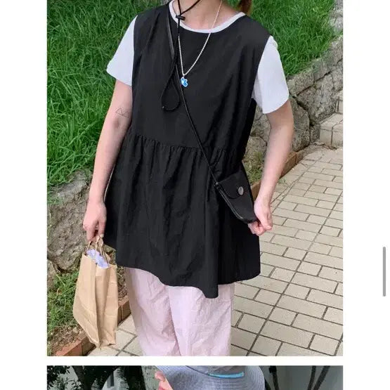 [BUNJANG] BAON Layered Sleeveless Dress Blouse / 바온 레이어드 나시 원피스 블라우스