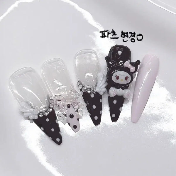 [BUNJANG] Blackpink Hime Gyaru Jirre Gyaru Dot Handmade Nail Tips / 히메갸루 포장계 블랙핑크 지뢰계 도트 수제네일팁