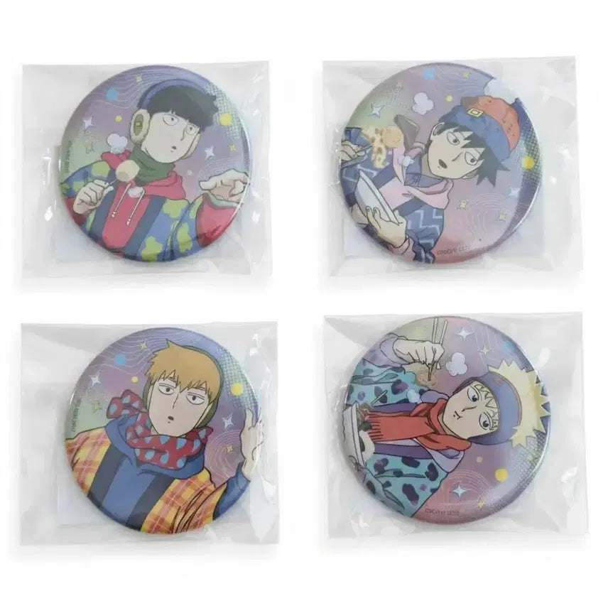 [BUNJANG] Mob Psycho 100 Season 3 Marukuji Oden Version Can Badges (Mob/Reigen/Ritsu/Teru) / 모브사이코 3기 마루쿠지 오뎅 버전 미길 모브/레이겐/리츠/테루 캔뱃지