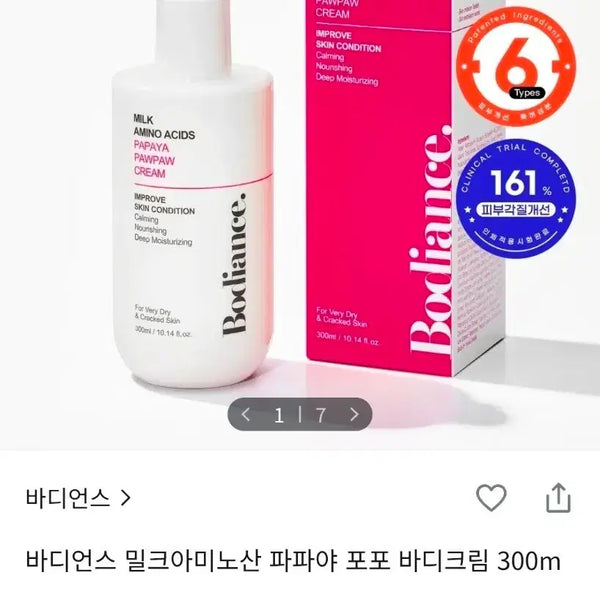 [BUNJANG] Bodyance Milk Amino Acid Papaya Popo Body Cream 300ml / [미개봉] 바디앙스 밀크아미노산 파파야 포포 바디크림 300ml