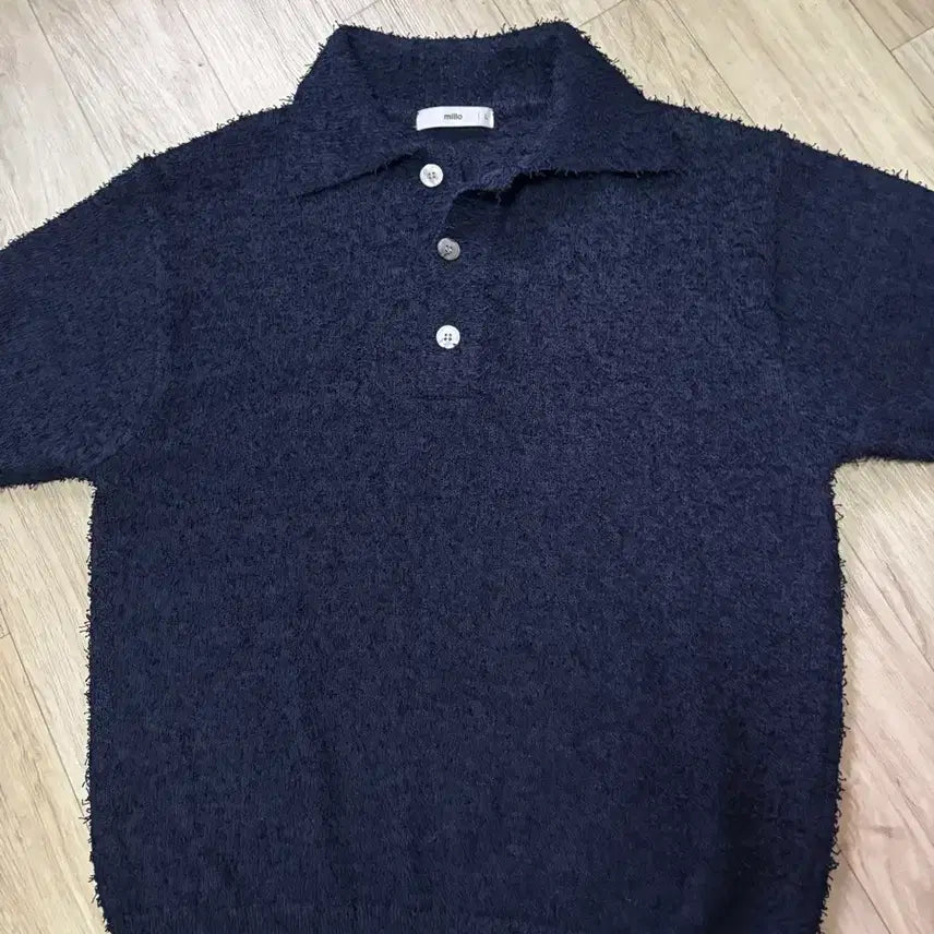 [BUNJANG] Milo Archive Bukle Kara Knit Navy L / 밀로아카이브 부클 카라니트