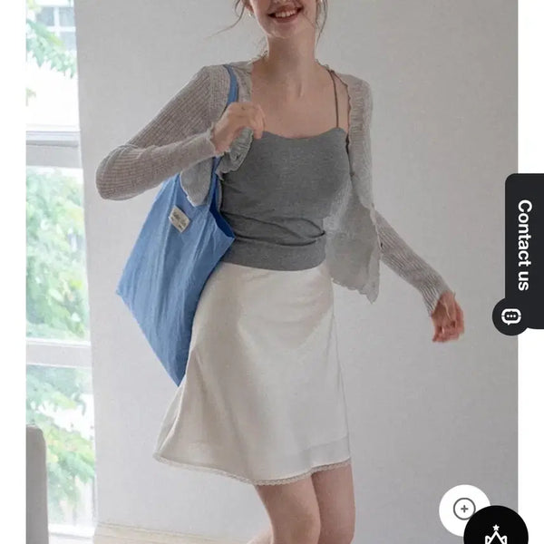 [BUNJANG] Egg Car Lace Hem Mini Skirt - Size M / 에그카 레이스 밑단 미니 스커트 A라인 사이즈 M